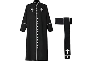 Men's Pastor Robe with Stand Collar & Belt, Perfect for Formal Occasions