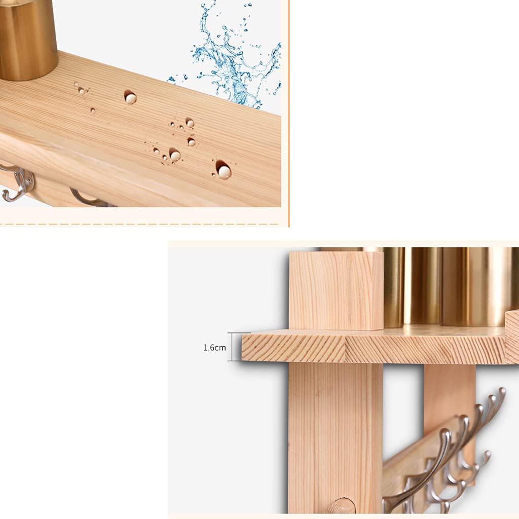 SAeWare Appendiabiti da parete in legno rustico con ganci, marrone mensola da ingresso con ganci appendiabiti per fango, camera da letto, cucina, bagno, cappelli, cappotti, sciarpe, 69 cm, 69 cm