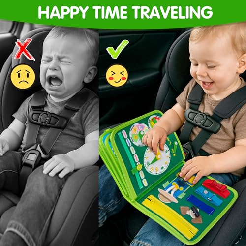 Image of Quanquer Montessori Busy Book for Toddlers 1-3 - Farm Animal Sensory Busy Board for 1 Year Old Boys and Girls, Educational Travel Toy for Airplane Car Activities, Birthday Christmas Toddler Gifts