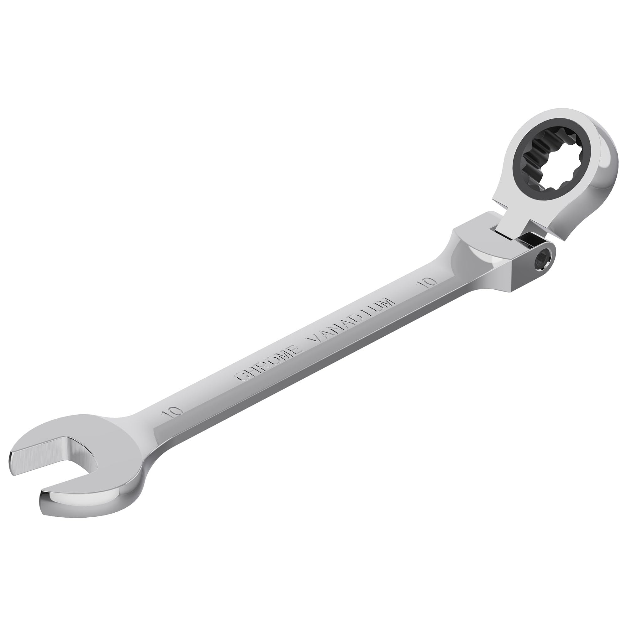 FOCMKEAS 10mm Flex-Head Ratcheting Combination Wrench Metric 72 Teeth 12 Point Ratchet Box Ended and Open End Spanner Tools