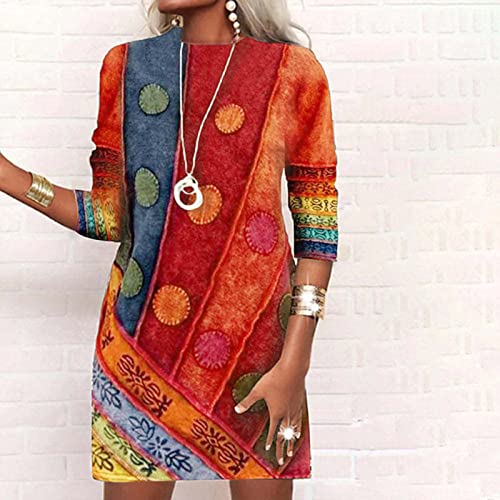 Robe de mode festive décontractée imprimée à manches longues en coton - 2