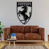 Wita Home Car Logo Metal Wall Art, Decorative Automotive Decor for Garage, Office, or Living Room, Multiple Brands and Custom Choice Available (Ferrari)