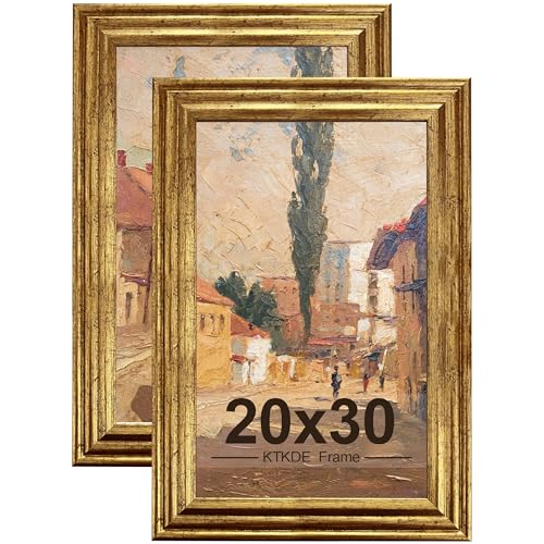 KTKDE 20x30 Picture Frame Set of 2 Ornate Vintage Poster Frames - 20 x 30 Antique Photo Frame for Rustic Gold frame Wall Decor Display Retro Home Decor best gift