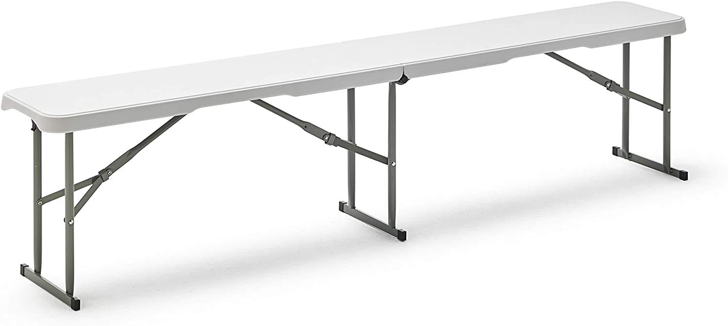 KG KITGARDEN - Mesa Plegable Multifuncional, 180x74x74cm, Blanco, KG Folding 180 2 Bancos Plegable Multifuncional, 180x28x43 cm, Blanco, Folding BC180
