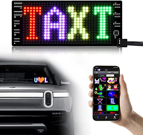 LED Light Signs for Car,APP Rides Sign,Flexible Message Display Boad,Bluetooth APP,DIY Editor Colours,Animations,Text, Graffiti