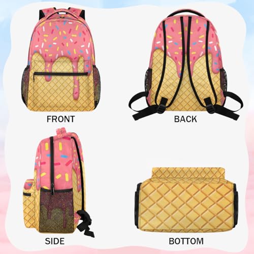 Daypack Backpacks 16 Inch Bookbags for Students, Ice Cream School Backpack Laptop Shoulder Bag Daypack for Travel Hiking Camping, Casual Daypack for Girls Boys Women Men3