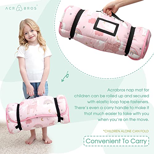 Acrabros Toddler Nap Mat With Pillow And Blanket, Extra Large Rolled Napping Mats,Slumber Bags For Boys Girls,Kids Sleeping Bag For Daycare, Preschool Travel Camping, Unicorn #TOP3