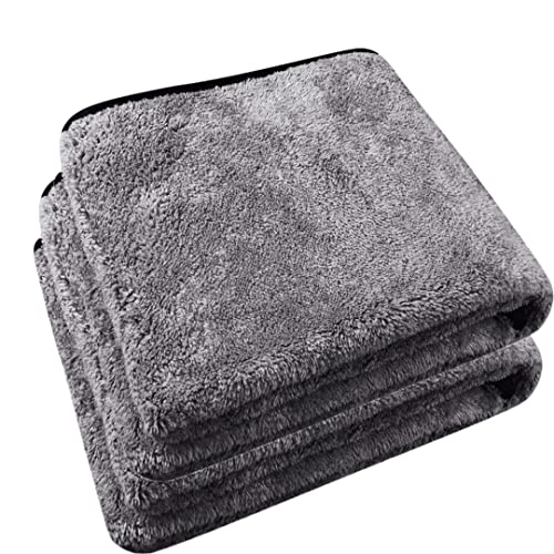 Image of Auto Hub Heavy Microfiber Cloth 500 GSM (Size 60cm x 40cm) /Pack of 2,for Car Cleaning and Detailing, Double Sided, Extra Thick Plush Microfiber Cloth Lint-Free, Color:- Grey