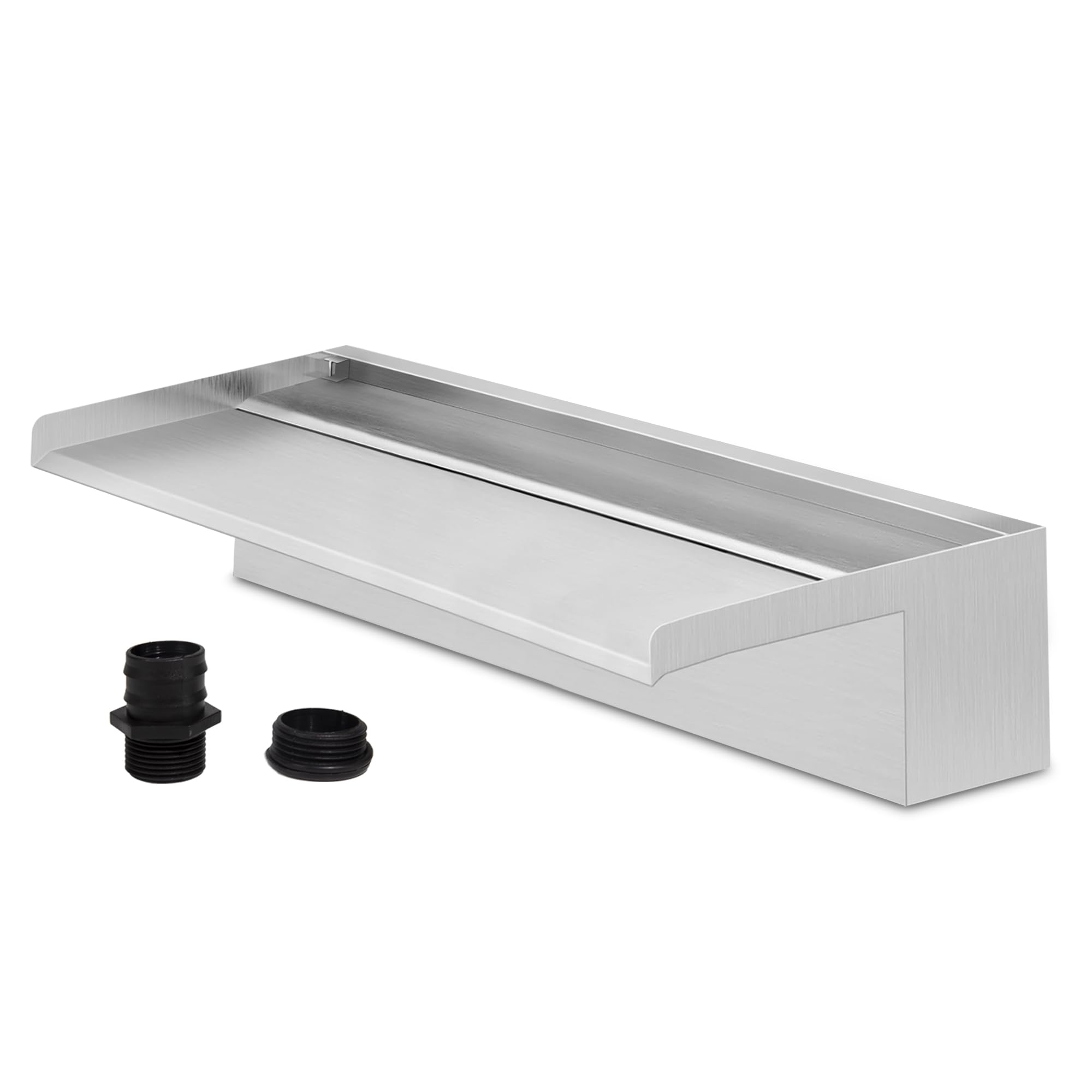 23.6 Inch Pool Spillway 304 Stainless Steel Pool Waterfall with Wider Water Flow Platform,Pool Fountain Waterfall Spillway for Sheer Descent Garden Outdoor