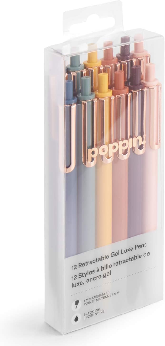 Poppin Limited Edition Desert Themed Fine Tip Gel Luxe Retractable Pens 12 Pack