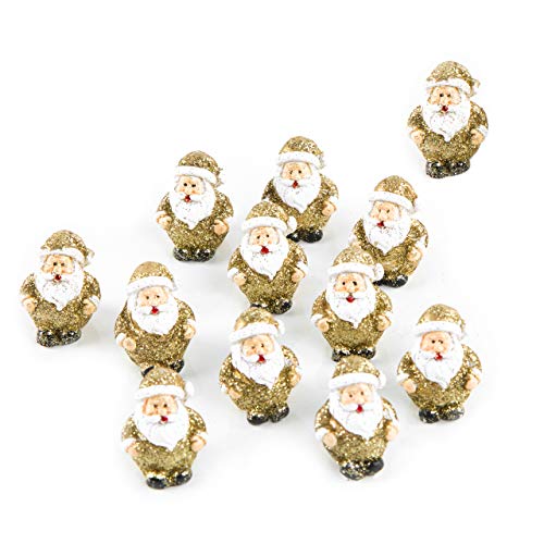 Logbuch-Verlag - 12 Minifigure di Babbo Natale con Glitter, Colore: Oro