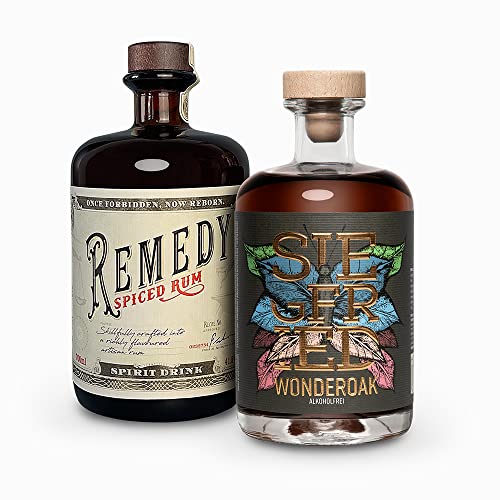 Remedy Rum Spiced Rum + Siegfried Wonderoak Alkoholfrei | 700ml + 500ml | Set mit karibischen Blended Rum und eine alkoholfreie Basis zum Mischen von Longdrinks oder Cocktails