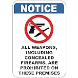 All Weapons Prohibited, Including Concealed Firearms Sign - Aluminum 7