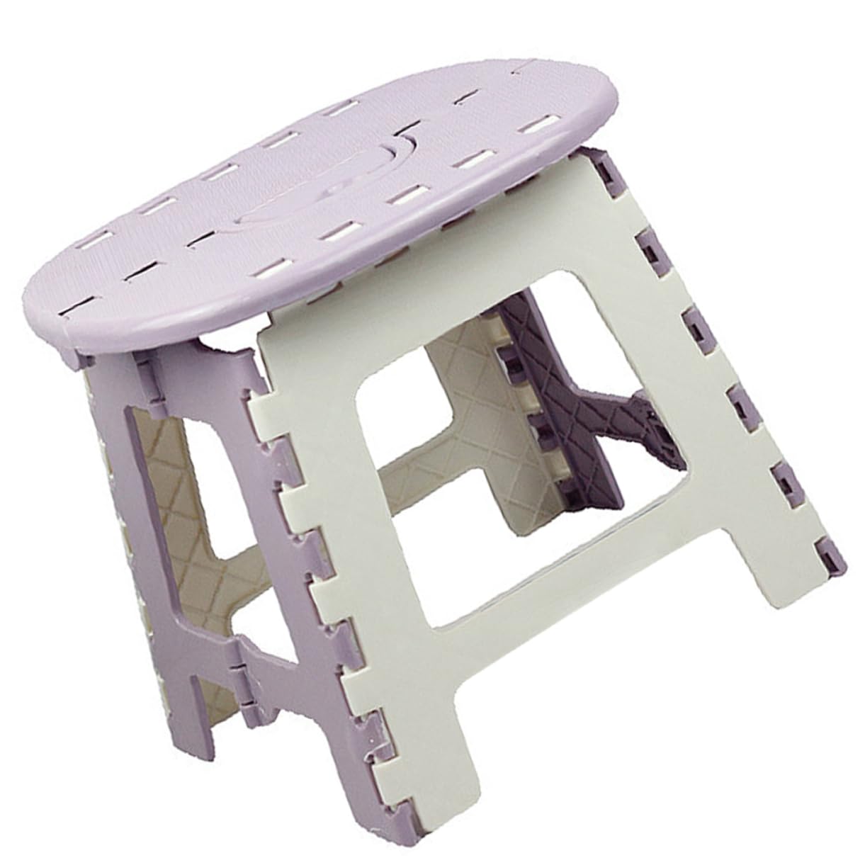 Alipis Portable Collapsible Plastic Folding Chair Lightweight Outdoor Foot Stool with Skid Pads for Home Camping Travel and Outdoor Activities Purple