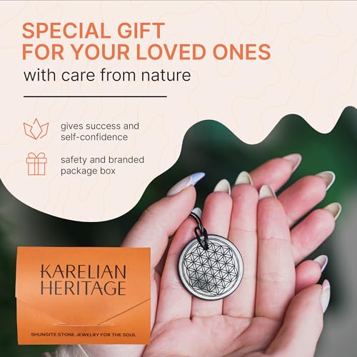 Karelian Heritage Shungite Pendant Round Shape | Healing Spiritual Natural Black Crystal Jewelry Pendant | Sacred Symbol Talisman Amulet Necklace for Meditation2