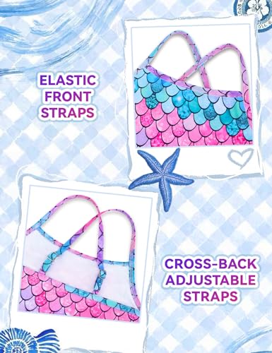 Image of Girls Bathing Suit with Skirt One Shoulder Ruffle Quick Dry Swimsuits Multicolor Sleeveless Swimwear