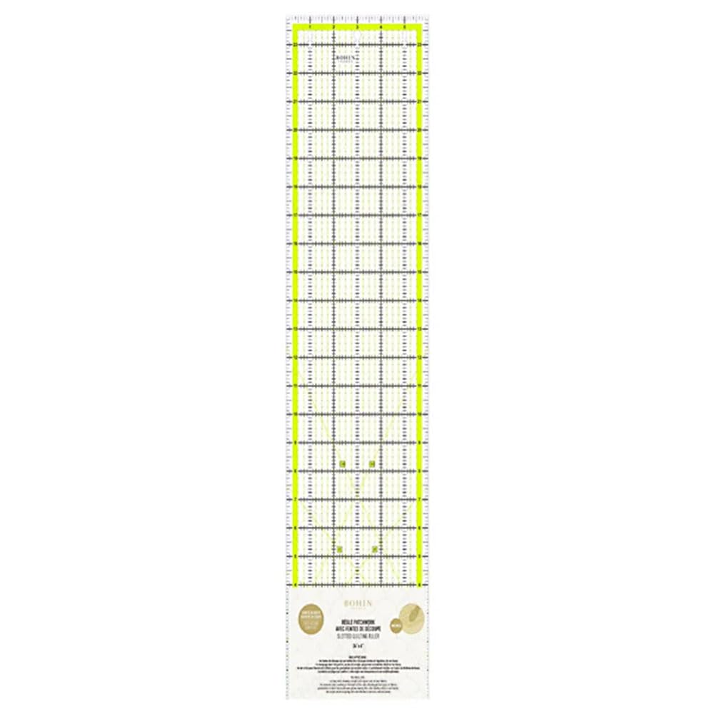 BOHIN France - BOHIN France 30, 45 and 60° (61x15.2cm) Slotted Quilting Ruler with Inch Markings - 1 Piece