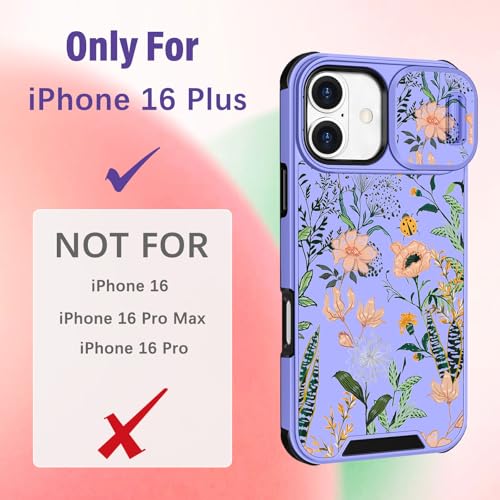 Image of Funermei for iPhone 16 Plus Case - Women Girls Cute Phone Cover Girly Pretty Aesthetic Floral Flower Unique Design with Camera Cover Funda for Apple for iPhone 16 Plus