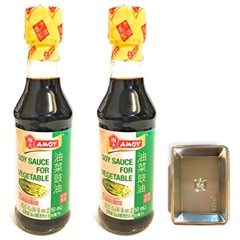 2 Pack Amoy Soy Sauce For Vegetable 8.45 Fl Oz And 2 Soy Sauce Dish Cover