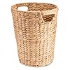 Decorasian Prullenmand opslag gevlochten van waterhyacint – afvalemmer met handvat – diameter 25 cm boven, 19 cm onder…
