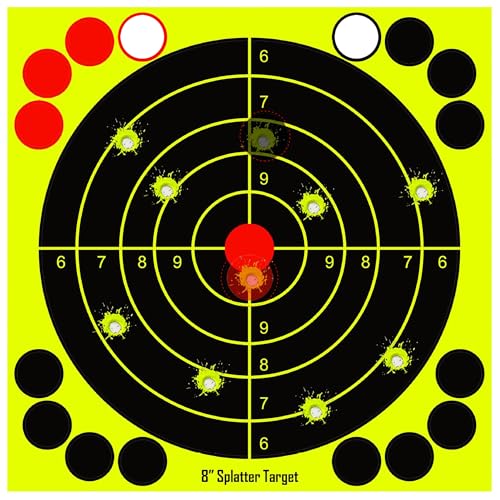 Cibles autocollantes tir à l'arc et pistolet jaune fluo en lot de 50