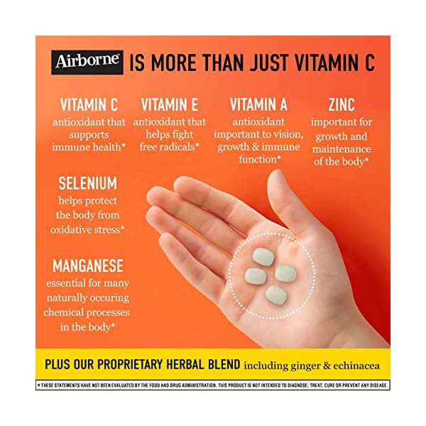 Airborne 1000mg Vitamin C Chewable Tablets with Zinc, Immune Support