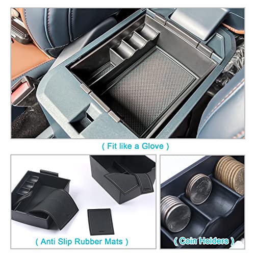 Image of CDEFG for 2022-2026 Ford Maverick Center Console Organizer Tray Accessory | for 2022-2026 Maverick Armrest Trays Storage Box Coin Holder Maverick Truck Accessories, 2-Pack (Black Trim)