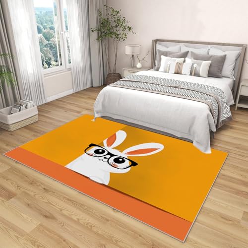 Tapis poils courts mignon lapin blanc une touche de douceur - 4