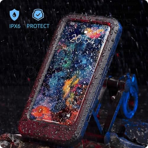 Image of Waterproof Bike Mobile Holder with Aluminum Alloy Base, 360 Rotatable Motorcycle Phone Mount Stand for Handlebar, Rainproof, Anti-Glare Touch-Screen Case for Bicycles, Scooters & Electric Bikes