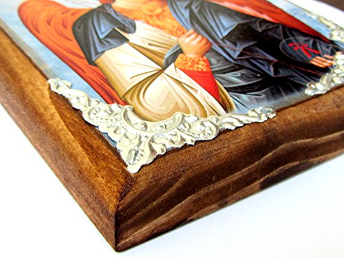 IconsGr Wooden Greek Christian Orthodox Wood Icon of Archangel Michael / AM30, Blue, 15L x 11W cm - Image 3