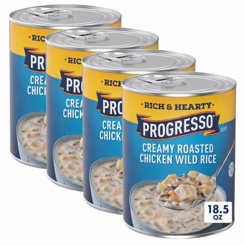 Progresso Rich &amp; Hearty, Creamy Roasted Chicken Wild Rice Canned Soup, Gluten Free, 18.5 oz. (Pack of 4)