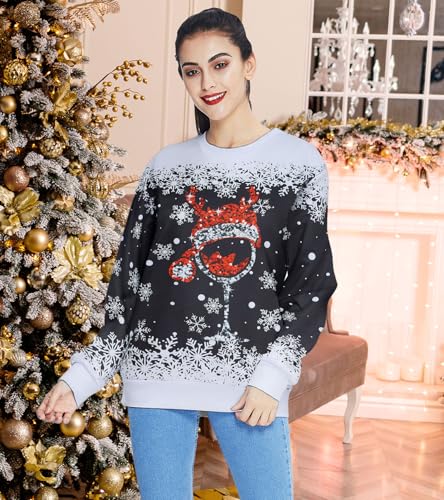 Women Ugly Christmas Sweatshirt Long Sleeve Shirts Pullover | For Ugly Christmas Sweater Parties, Office Holiday Gatherings, Family Christmas Photos 5 Women Ugly Christmas Sweatshirt Long Sleeve Shirts Pullover | For Ugly Christmas Sweater Parties, Office Holiday Gatherings, Family Christmas Photos - Image 6