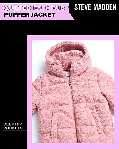 Steve Madden Girls' Winter Coat - Sherpa Fleece Quilted Puffer Coat - Heavyweight Fleece Jacket for Girls (4-16)3