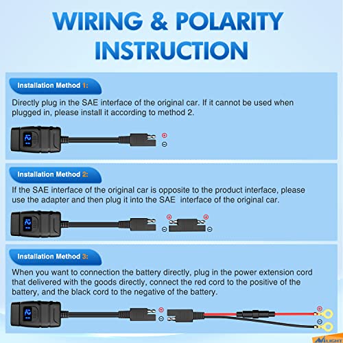 Image of Nilight Motorcycle Charger with 12V Voltmeter Independent On Off Switch SAE USB Adapter Inline 10A Fuse Waterproof 6.8A Dual QC3.0 Fast Charging Phone Tablet for 7 /8inch Handlebar ATV