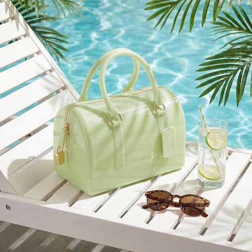 Image of Ladies Summer Jelly Pillow-shaped Top Handle Handbag Candy Color Transparent Crystal Purse