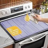 Stove Top Covers for Electric Stove Glass Ceramic RV Cooktop -Double Side, Induction Electric Burner Stovetop Oven Cover Countertop Protector, Silicone XL Kitchen Dish Drying Mat, 28x20 In Lavender