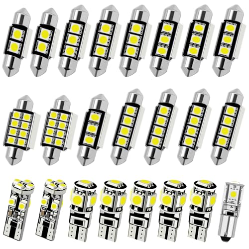 ZestEcho 23 Bombillas LED Interior Coche 6500K, Kit Luces LED Coche Interior T10 W5W C5W 31 36 39 42 mm para Domo Mapa Puerta Maletero Matrícula 12V