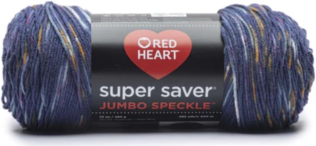 Red Heart Super Saver Jumbo Speckle Soft Navy Yarn - 1 Pack of 283g/10oz - Acrylic - 4 Medium (Worsted) - 482 Yards - Knitting/Crochet & Amigurumi
