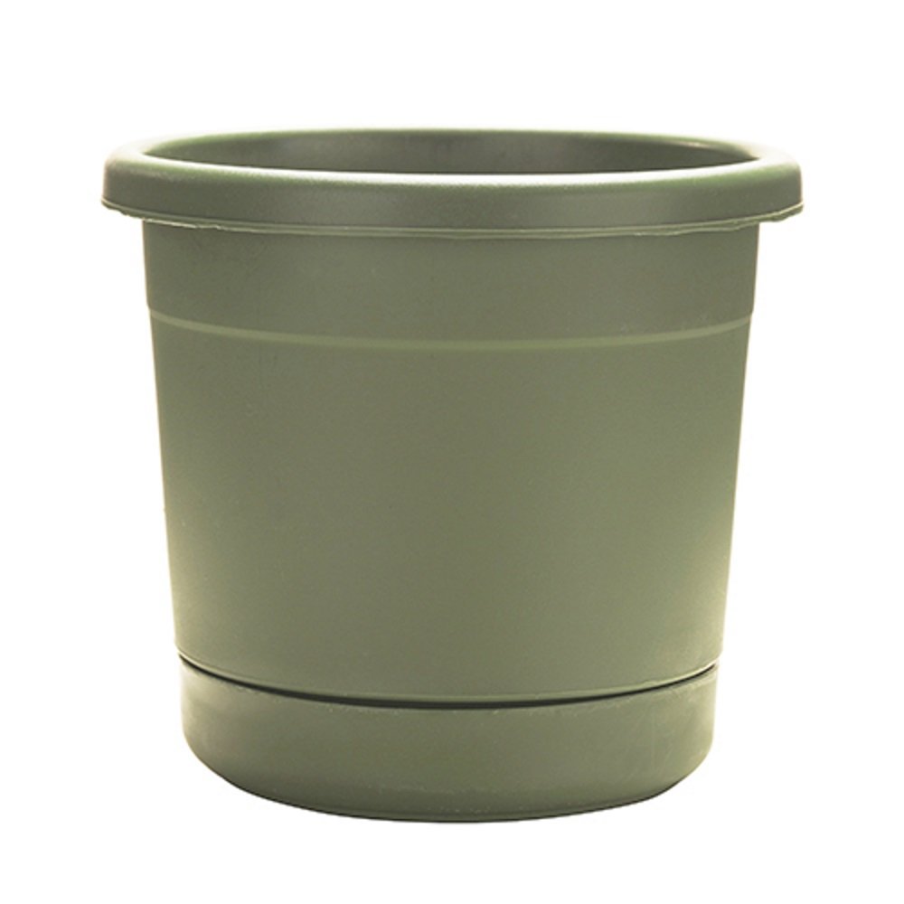 Ames-True Temper RR1606FE 41cm . Rolled Rim Planter & Saucer - Green