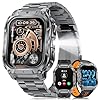 FITVIGOR Military Smart Watch for Men(3 Bands),1000mAh/2 HD Large Screen Smartwatch, Flashlight/110+ Sports Modes, Fitness Tracker Watch for Android iOS,Matte Black