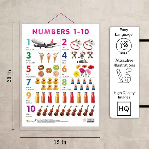 Image of NUMBER 1-10 CHART HARD LAMINATED | Math Magic Unveiled: High-Quality Laminated Educational Numbers 1-10 Guide