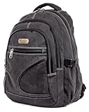 Aoking Canvas Rucksack, Laptop-Rucksack bis 16 Zoll, 5 Fächer, Unisex, Business & Freizeit, 50x38x19 cm (Anthrazit)