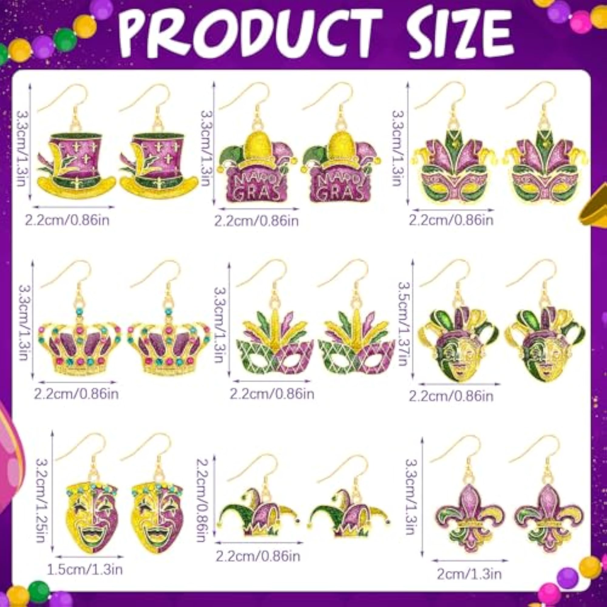 9 Pairs Women's Christmas Stud Earrings Set for Holiday Decoration