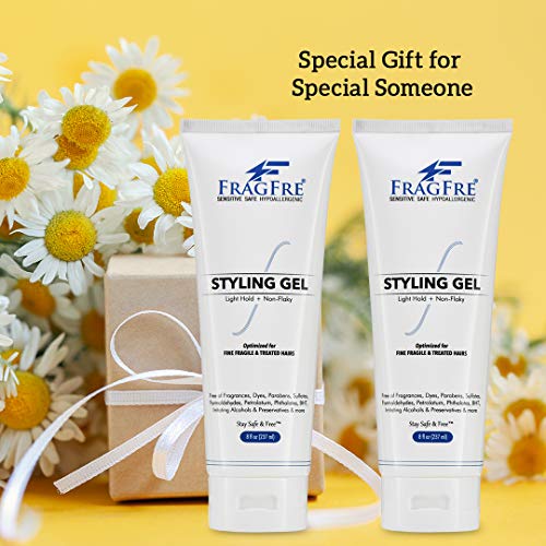 Fragfre Light Hold Hair Gel Fragrance Free 8 Oz - Lightweight Styling Gel For Fine Fragile And Weakened Hairs - Paraben Free Hypoallergenic Sensitive Formula - Vegan Gluten Free Cruelty Free (1 Pack) #TOP7