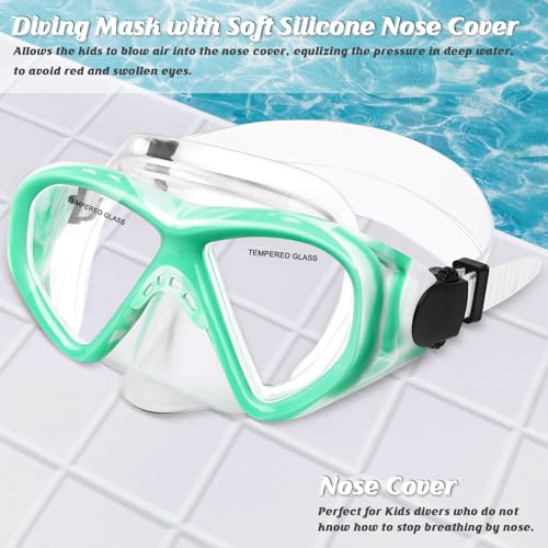 Image of Kids Swim Goggles Snorkel Diving Mask for Boys Girls Ages 5-15, Two-Color Anti-Fog Swimming Goggles with Nose Cover