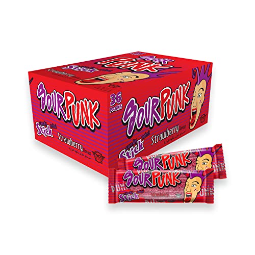 Image of Sour Punk Mini Strawberry Candy Sticks 20 Gm - Pack Of 36