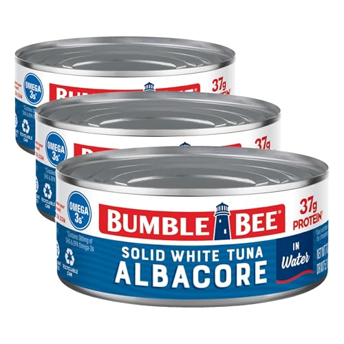 Image of Bumble Bee Solid White Albacore Tuna in Water, 7 oz Can - Wild Caught Tuna - 37g Protein per Serving, High in Omega-3s - Non-GMO Project Verified, Gluten Free, Kosher (Pack of 3)