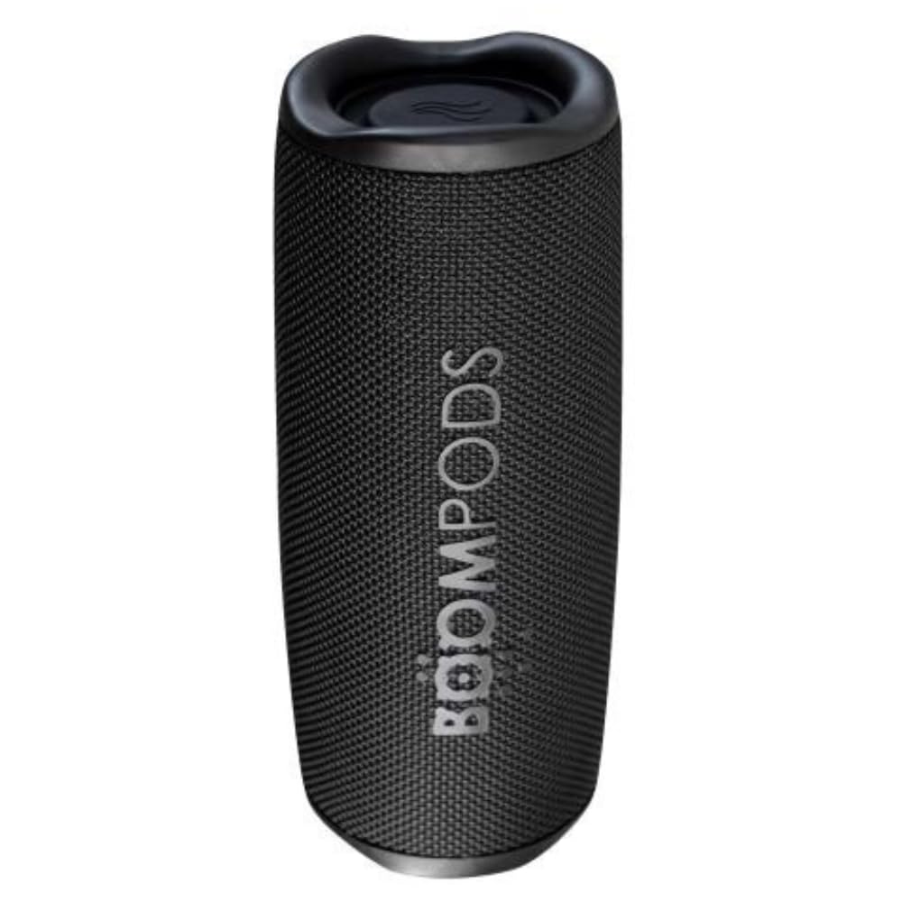 Boompods Beachboom 35 Altoparlante Portatile Impermeabile IPX7 - Mini Speaker Bluetooth con Pulsante Selfie, 12 Ore di Autonomia, Realizzata con Plastica Oceanica, Cassa Doccia per Viaggi - Nero