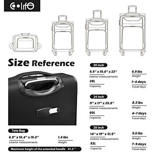 Coolife 10441997 Luggage 4 Piece Set Suitcase Spinner Tsa Lock Softshell Lightweight thumb #6