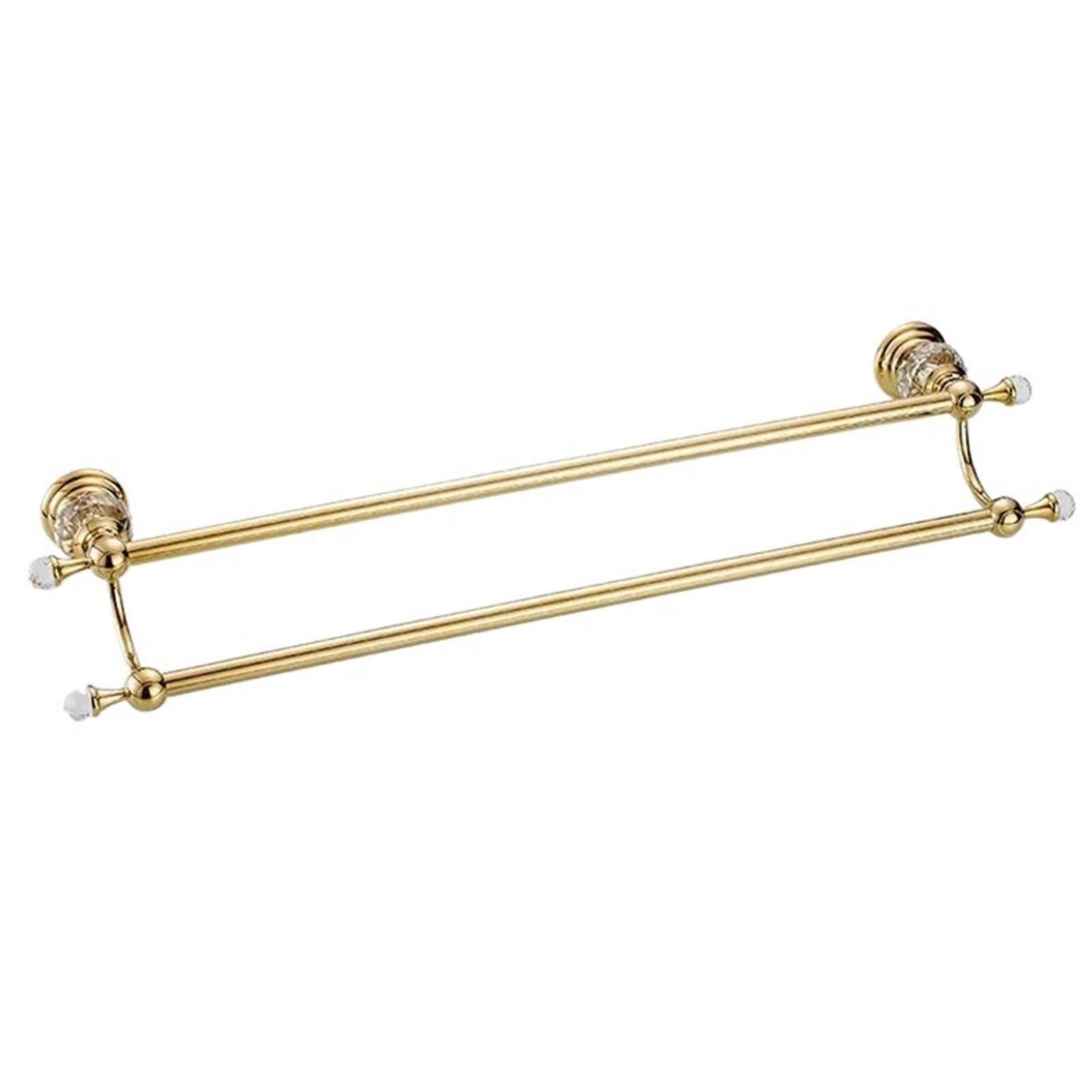 VAYEODEYU Towel Rails Gold Double Shelf Rack Holder for Bathroom, Kitchen, Bedroom 35-60 cm(Gold 60 CM)